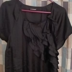 FINAL PRICE lanebryant Beautiful Black, satin ruffled s/s blouse, size 14/16